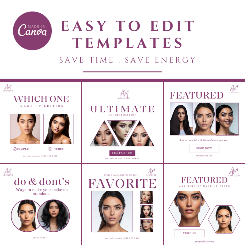 Make Up Instagram Post Templates- Elegant Minimalist - GreyFX Digitals