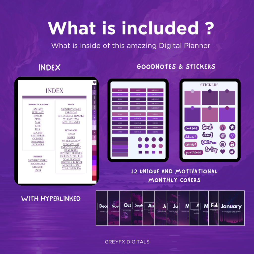 Digital Planner Templates for Notability Printable GreyFX Digitals