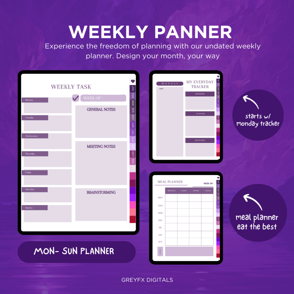 Digital Planner Templates for Notability Printable GreyFX Digitals