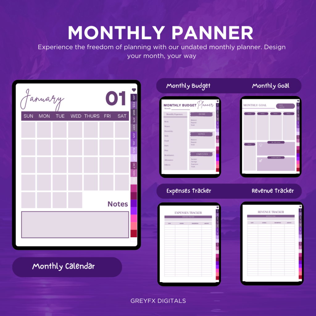 Digital Planner Templates for Notability Printable GreyFX Digitals